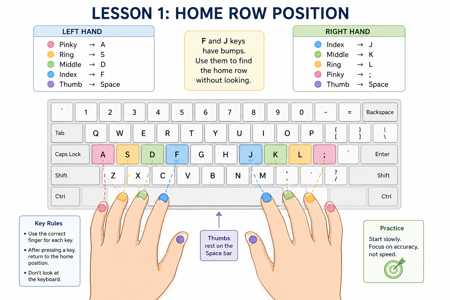 Lesson 1 – Home Row Position